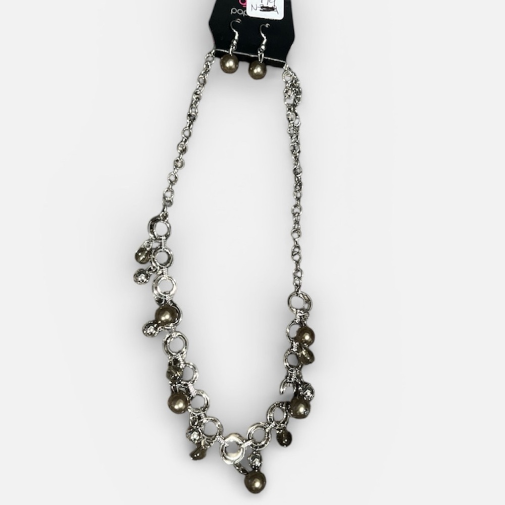 Paparazzi Silver and Black Charm Necklace